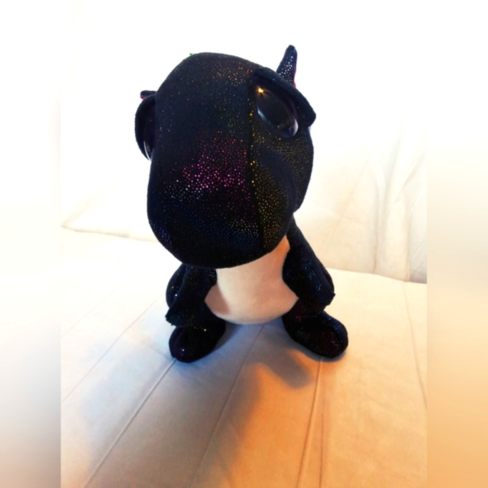 TY Beanie Boo Babies Black Dragon Anora Plush 9" Tall Stuffed Toy Rainbow Wings